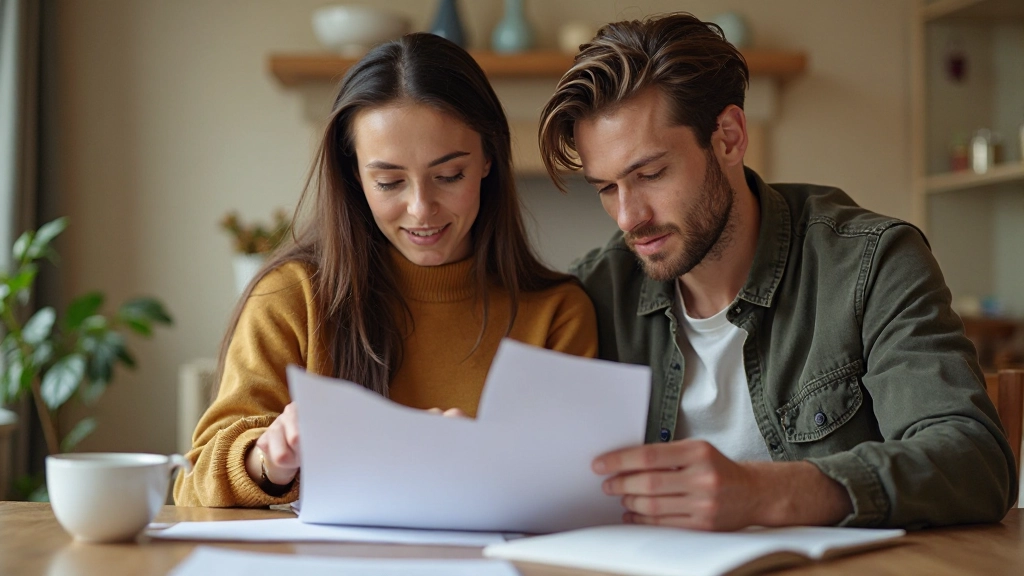 Professionell bild av familj som diskuterar budget tillsammans vid bord