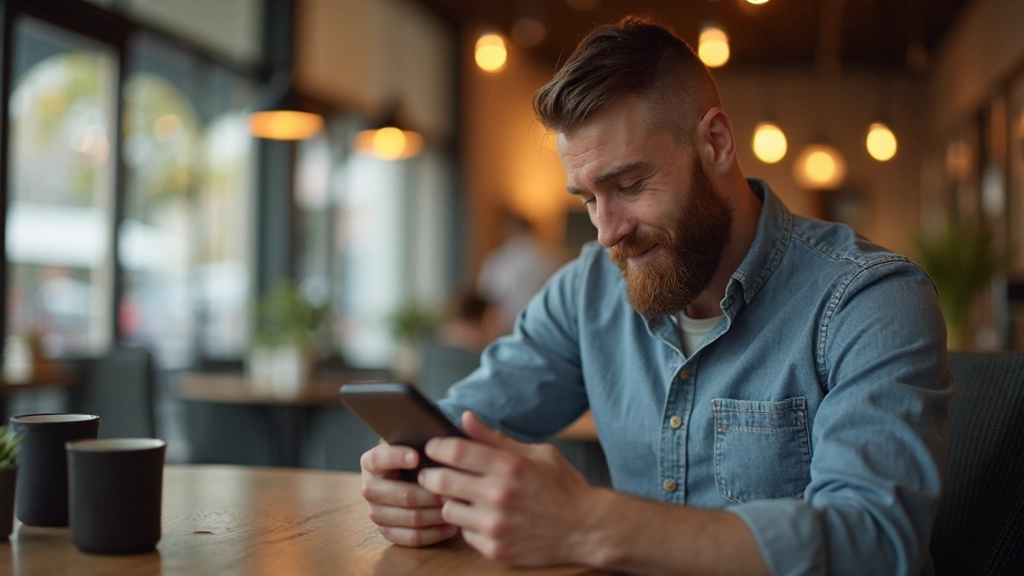 Person som använder mobilapp för att spåra ekonomiska transaktioner och utgifter