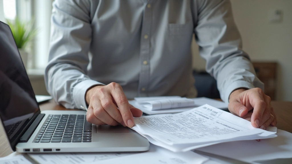 Person som organiserar och sorterar olika utgiftskategorier för ekonomisk övervakning