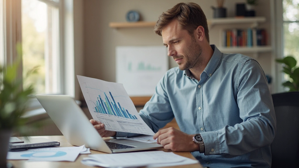 Professionell bild av person som studerar sparplaneringskarta med positiv expression