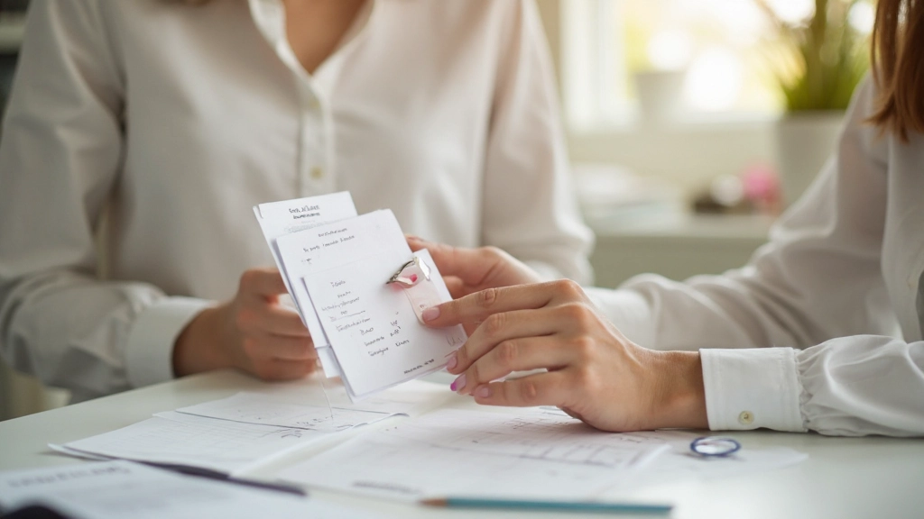 Person som organiserar och sorterar olika utgiftskategorier för ekonomisk övervakning